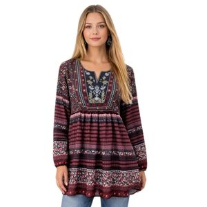 Art & Soul Embroidered Beaded Boho Top Size Small